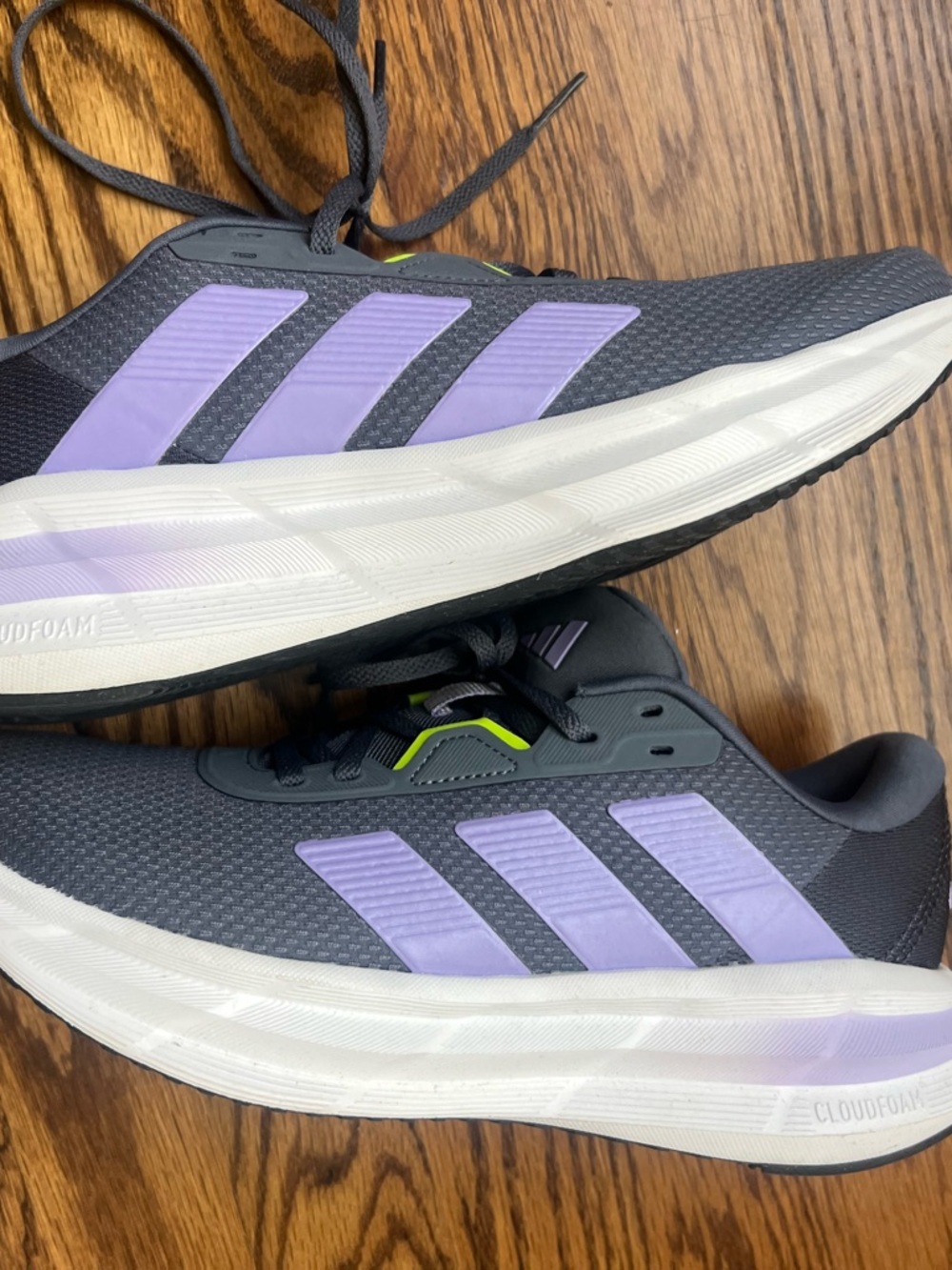adidas Grey Athletic Shoes with Lavender Stripes - worn once! - Picture 3 of 7